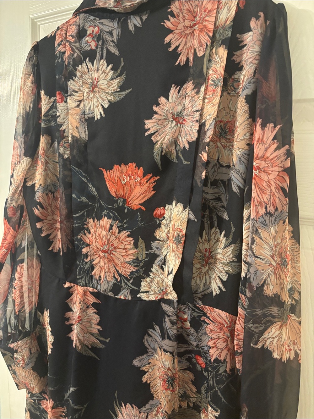 ANTONIO MELANI Black Dress with Coral Floral Trim - Picture 5 of 9